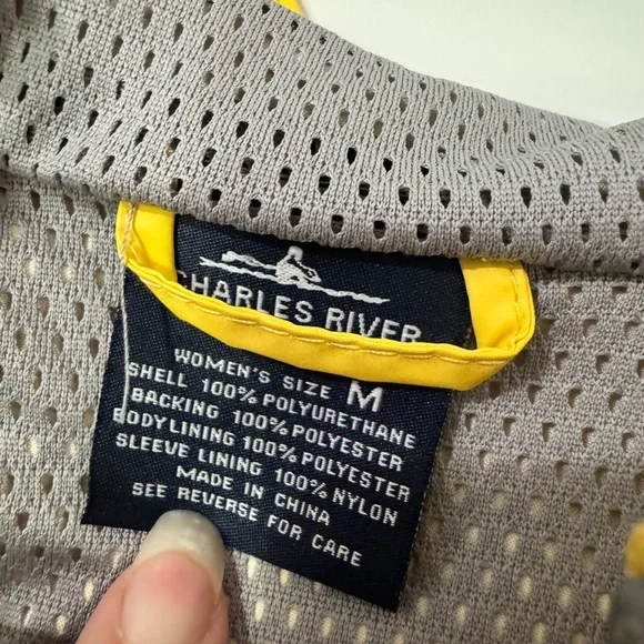 Charles River Apparel Yellow-Trim Gray Mesh Jacket medium - Picture 2 of 3